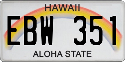 HI license plate EBW351
