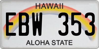 HI license plate EBW353