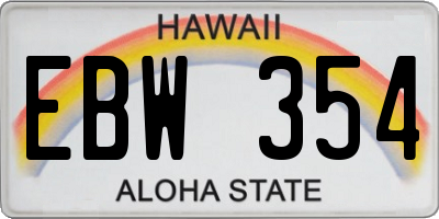 HI license plate EBW354