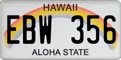 HI license plate EBW356