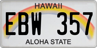 HI license plate EBW357