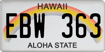 HI license plate EBW363