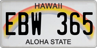 HI license plate EBW365