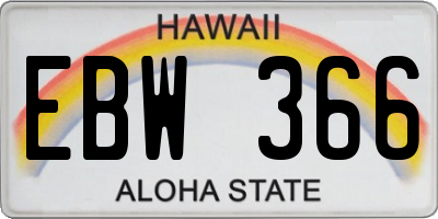 HI license plate EBW366
