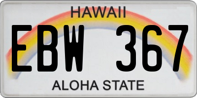 HI license plate EBW367