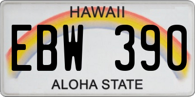 HI license plate EBW390