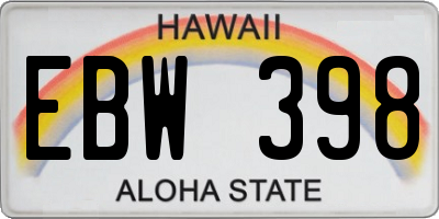 HI license plate EBW398