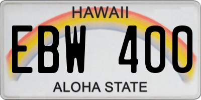 HI license plate EBW400