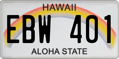 HI license plate EBW401