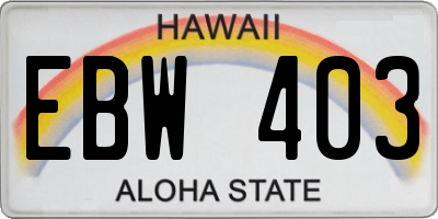 HI license plate EBW403