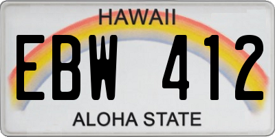 HI license plate EBW412
