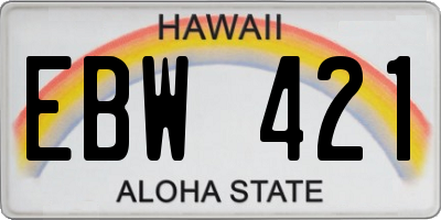 HI license plate EBW421
