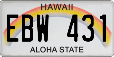 HI license plate EBW431