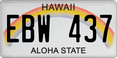 HI license plate EBW437