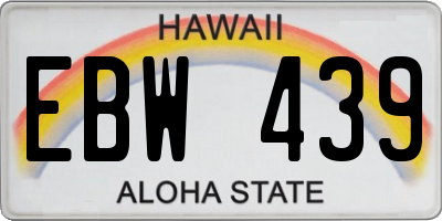 HI license plate EBW439