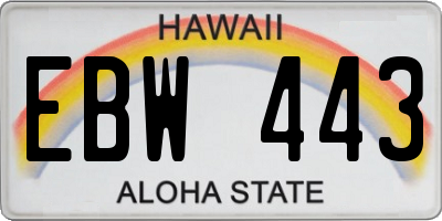 HI license plate EBW443