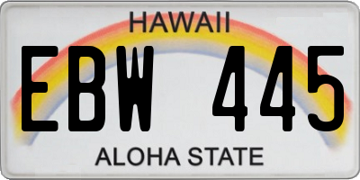 HI license plate EBW445