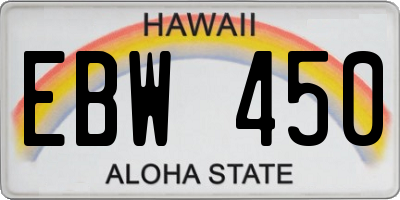 HI license plate EBW450