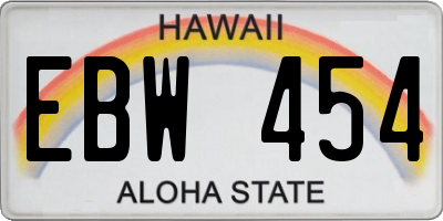 HI license plate EBW454