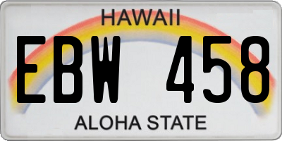 HI license plate EBW458