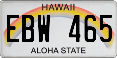 HI license plate EBW465