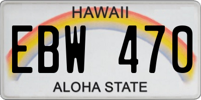 HI license plate EBW470