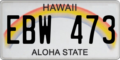 HI license plate EBW473