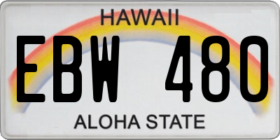 HI license plate EBW480