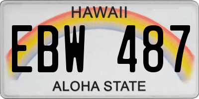HI license plate EBW487