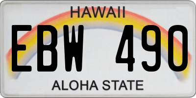 HI license plate EBW490
