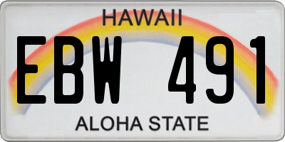 HI license plate EBW491