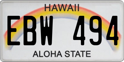 HI license plate EBW494