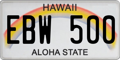 HI license plate EBW500