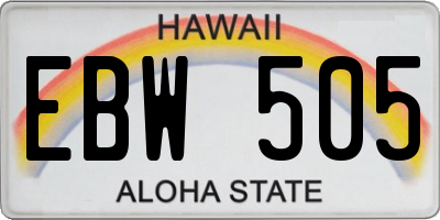 HI license plate EBW505