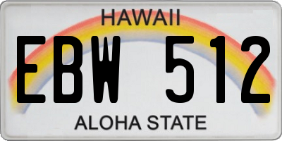 HI license plate EBW512