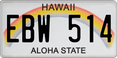 HI license plate EBW514