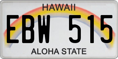 HI license plate EBW515