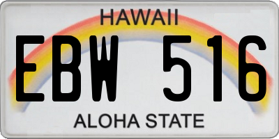 HI license plate EBW516
