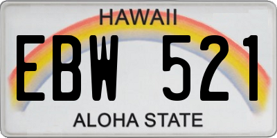 HI license plate EBW521