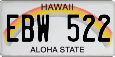 HI license plate EBW522