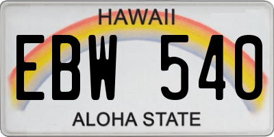 HI license plate EBW540