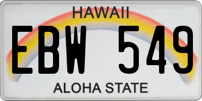 HI license plate EBW549