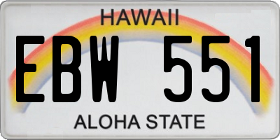 HI license plate EBW551