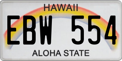 HI license plate EBW554