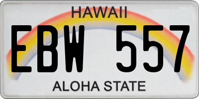 HI license plate EBW557
