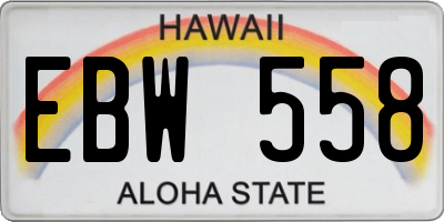 HI license plate EBW558