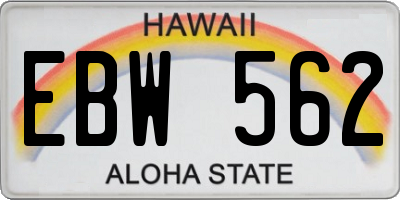 HI license plate EBW562