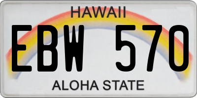 HI license plate EBW570