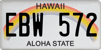 HI license plate EBW572