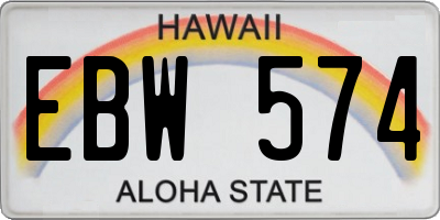 HI license plate EBW574